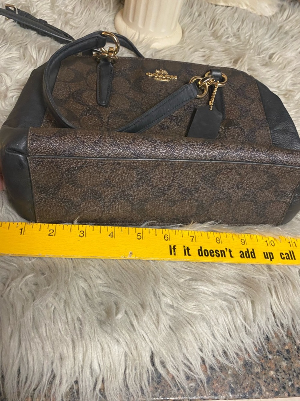 Coach Signature Mini Bennett Satchel Brown Black Gold Hardware Crossbody - Picture 15 of 16